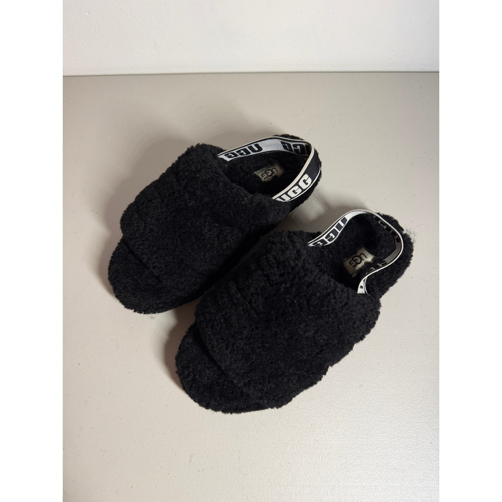 UGG Fluff Yeah Slide Black Sheepskin Fluffy Slipper Sandal Shoes 6 - Picture 3 of 8